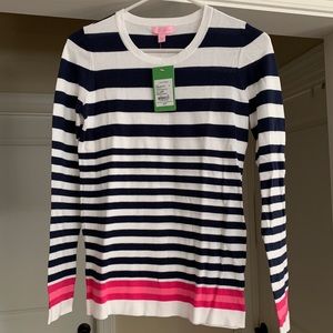 NEW Lilly Pulitzer Sweater True Navy Stripe S